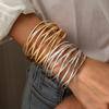 Exaggerated metallic cross-layer geometric opening bracelet personalized heavy industry fashion jewelry