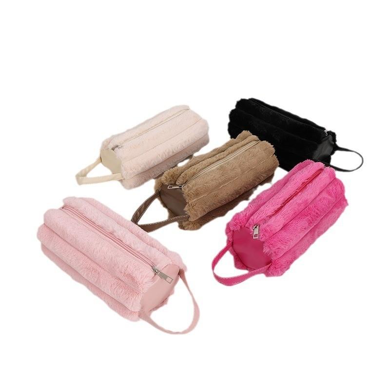 Minimalist Korean Style Stationery Box With Soft Plush Material For Women