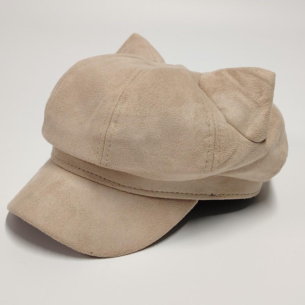 Adjustable Cat Ear Beret Warm Lining Octagonal Hat New Newsboy Cap Women