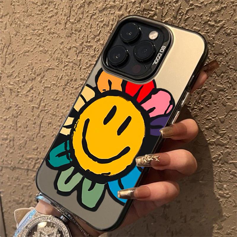Cute Smile Sunflower Electroplate IMD Phone Case For  Mi 14 13 12 12T 13T Pro 11 Lite Poco F5 X5 X6 M6 Pro Back Cover