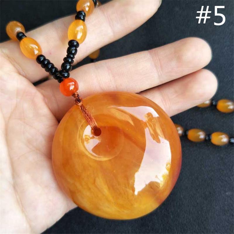 Vintage Bohemian Ethnic Style Beeswax Amber Pendant Beaded Women's Sweater Chain Necklace