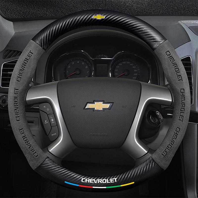For Chevrolet Car Steering NJTHS4 Wheel Cover Carbon Fiber Leather Suede Fit Cruze Captiva Lacetti Aveo Niva Spark Sonic Trax Camaro