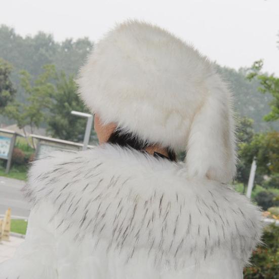 Winter Hat Ethnic Style Design Ear Protection Thickened Lining Faux Fur Ball Women Hat Flat Top Imitation Fox Rabbit Fur Hat
