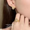 Austria Bauhinia Gemstone Earrings & Filigree Zircon Necklace Set