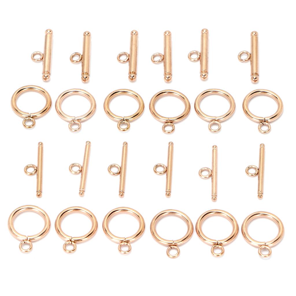 Runda Toggle-lås i rostfritt stål T-stångslås för DIY-halsbandssmycken Roséguld