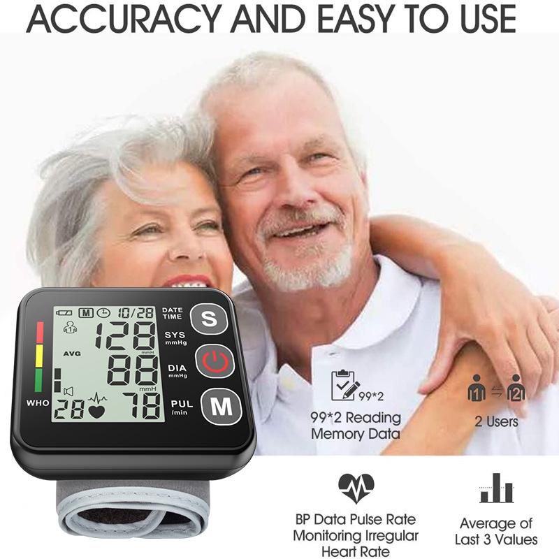 2024 Automatic Wrist Tonometer Blood Pressuremeter, Digital LCD Wrist Cuff Blood Pressure Momitor Sphygmomanometer