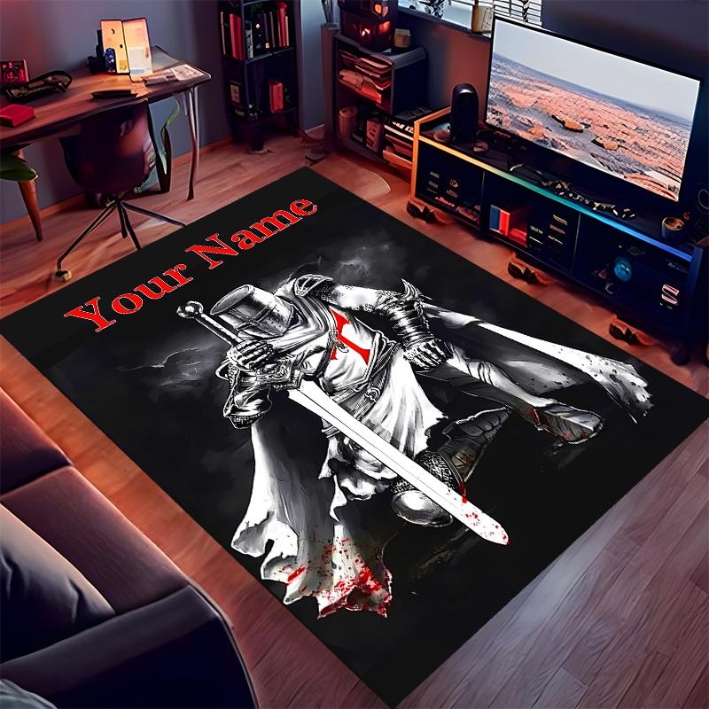 Custom Personalization Knights Templar Print Area Rug - Soft, Washable Non-Slip Indoor Mat,Living Room,Home&Office Decorative Rug