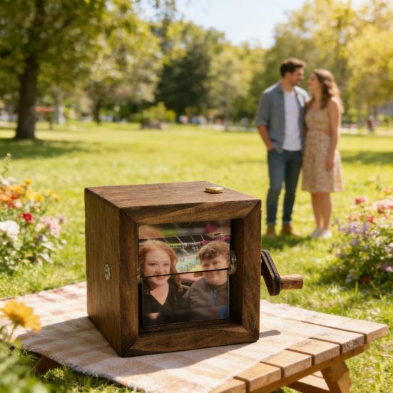Custom Flip Photo Box Personalized Photo Flipbook Frame Animation Machine Mechanical Hand-crank Picture Flipper with Light Birthday Gifts