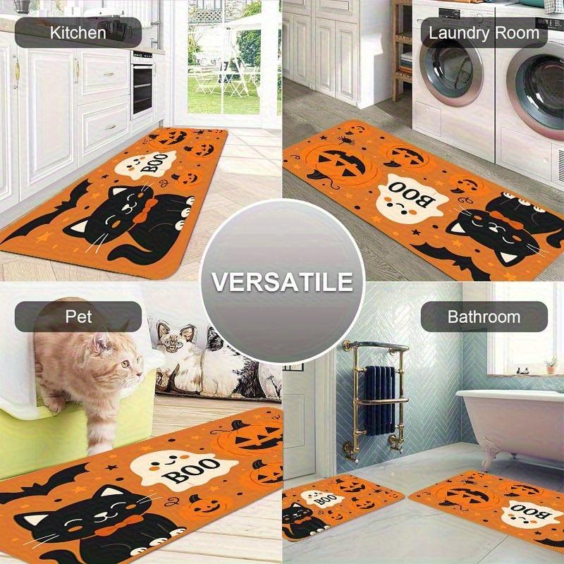 1PC Cheistmas Deer Pattern Kitchen Rug Non-Slip Door Mat Pop Design Bathroom Rug Bath Mat Carpet for Home Sink Laundry Decor
