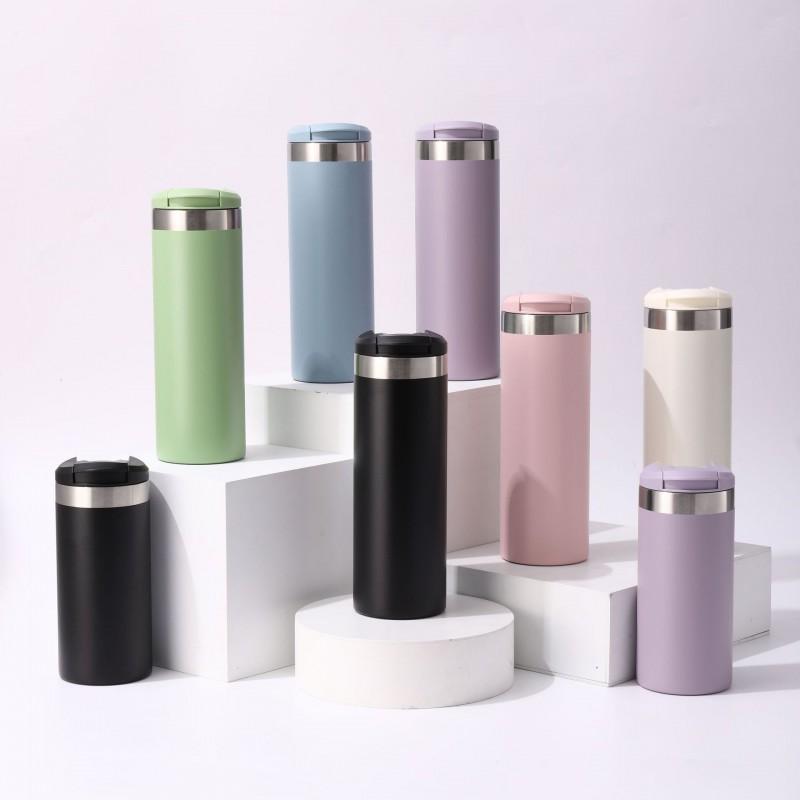 Double-Wall Vacuum Insulated 304 Stainless Steel Travel Mug With Flip Lid Large Capacity Office Home Use