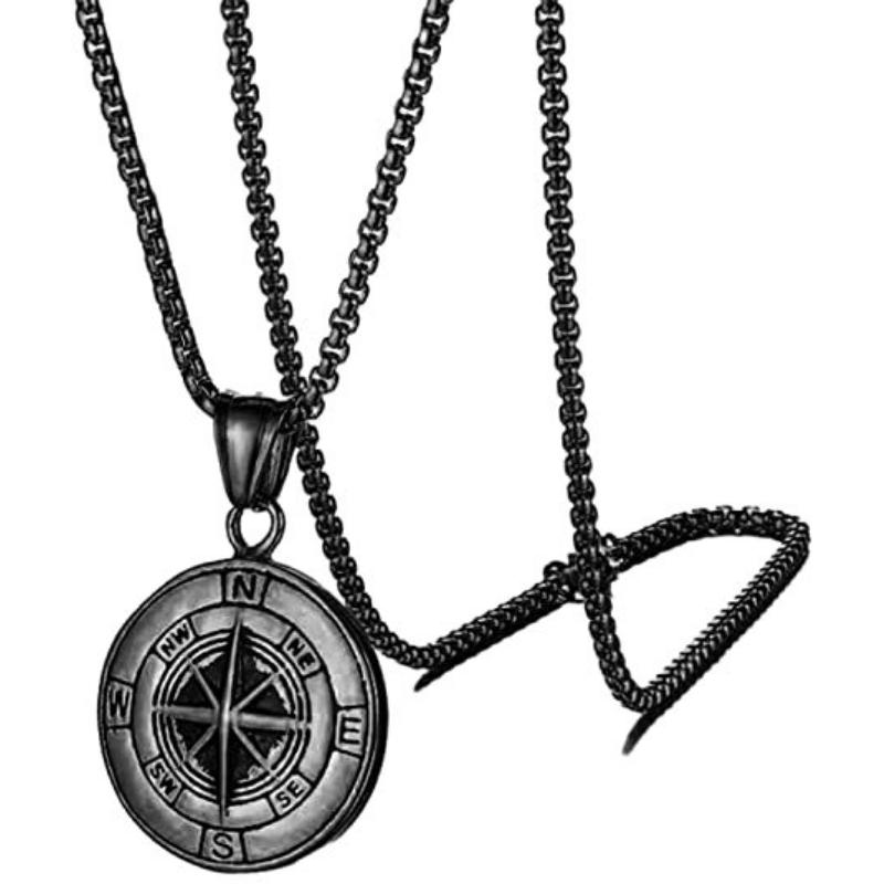 New Metal Compass Cast Necklace, Fashionable Titanium Alloy Pendant