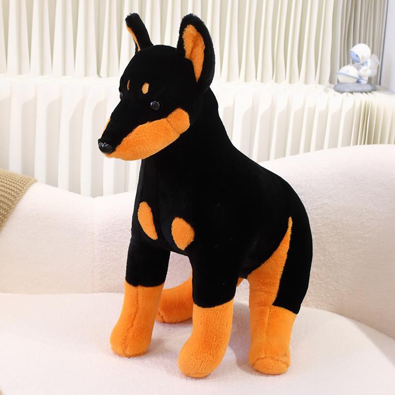 Peluche Dobermann Seduto Giocattolo Animale Bambola Ripiena Decorazione Casa Regalo Bambini