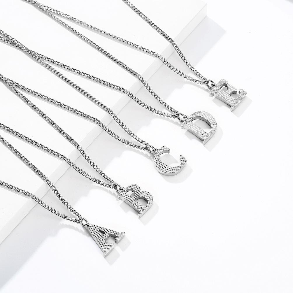 Silver Color Minimalist Initial A-Z Letter Necklace for Women Alphabet Stainless Steel Choker Chains Jewelry Birthday Gift