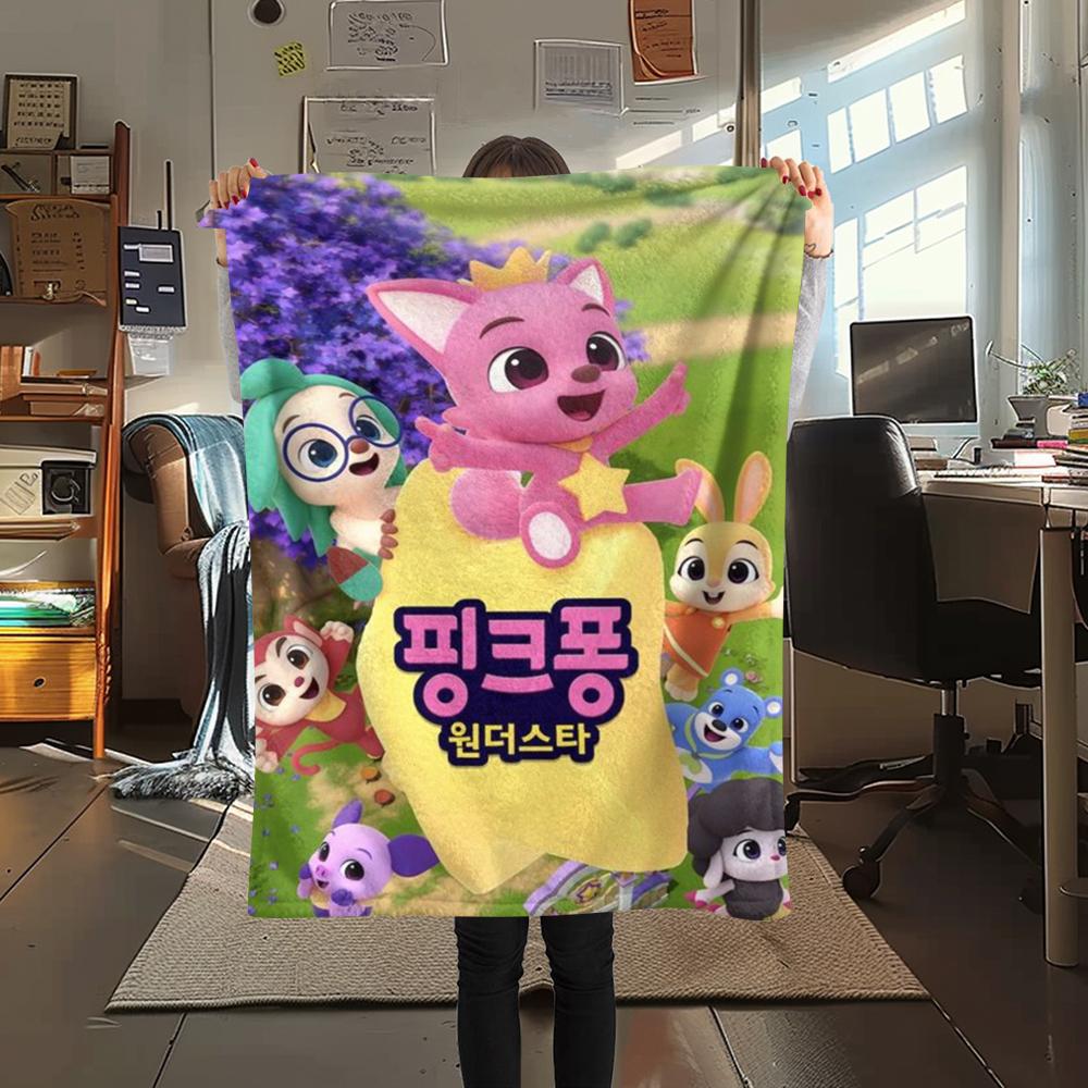 1 Stück Pinkfong Aufdruck Flanelldecke, Hohe Qualität, Bequem für Alle Jahreszeiten, Heimdekoration, Wärme und Komfort, Perfekt für Weihnachtsgeschenke112