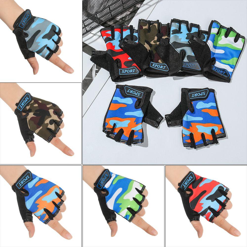 Cycling High Elastic Child Bicycle Gloves Camouflage Children's Bike Gloves Half Finger Mittens