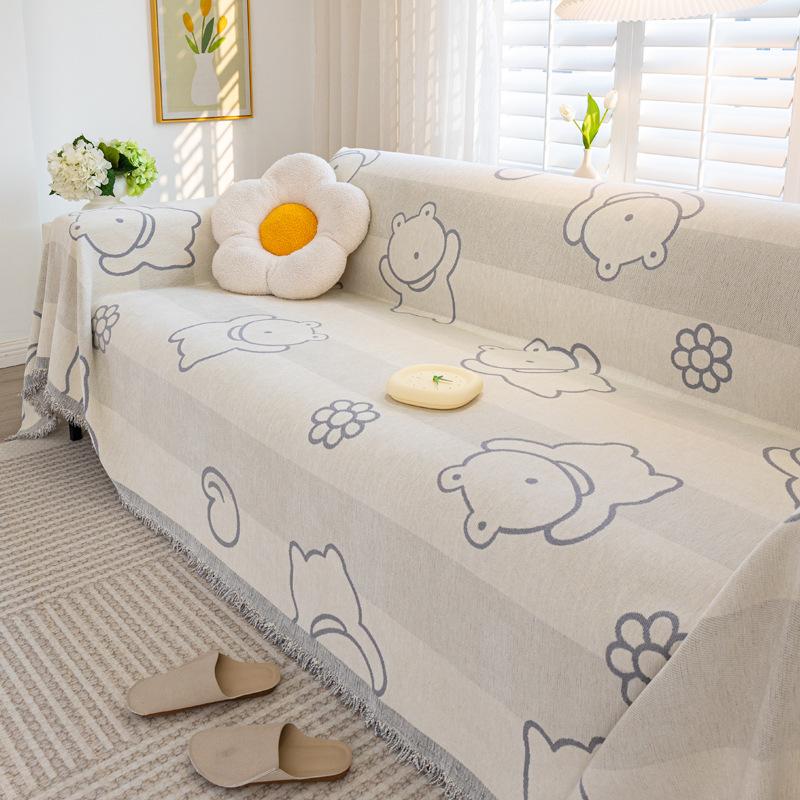 Chenille Sofa Towel Four Seasons Universal All-Inclusive Universal Sofa Cover Cloth Cartoon Cute Three-Person Leather Sofa Cover Blanket