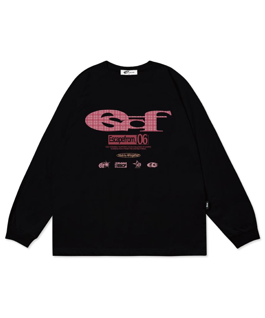 ESCAPEFROM Pink Check Escf Logo Collage Print Long Sleeve [3 Colors]