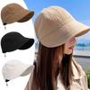 Women's Foldable Sunhat Summer Outdoor Beach Fisherman Hat Sunscreen UV Protection Cap Adjustable Cotton Wide Brim Bucket Caps