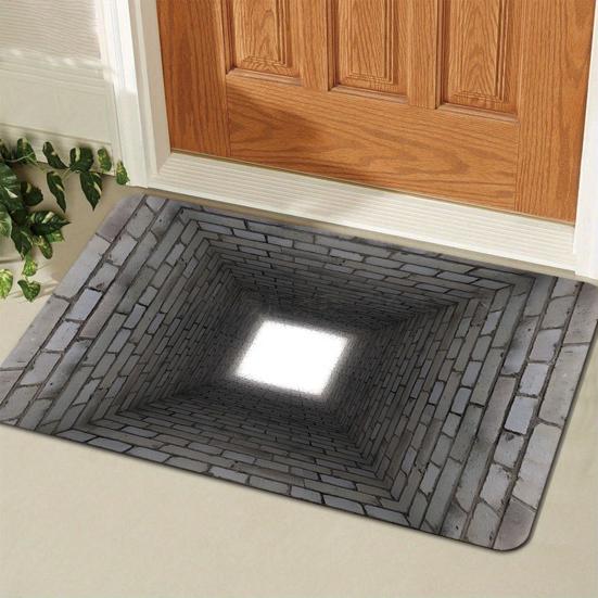 3D Bottomless Pit Rug Visual Trap Door Mat Non-Slip Absorbent Optical Illusion