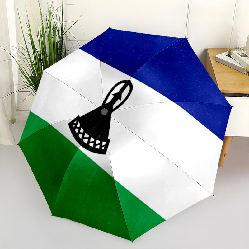 1pc   Flag Umbrella Portable Folding Umbrella Iron Frame Hole Bone Structure Outdoor Home Umbrella