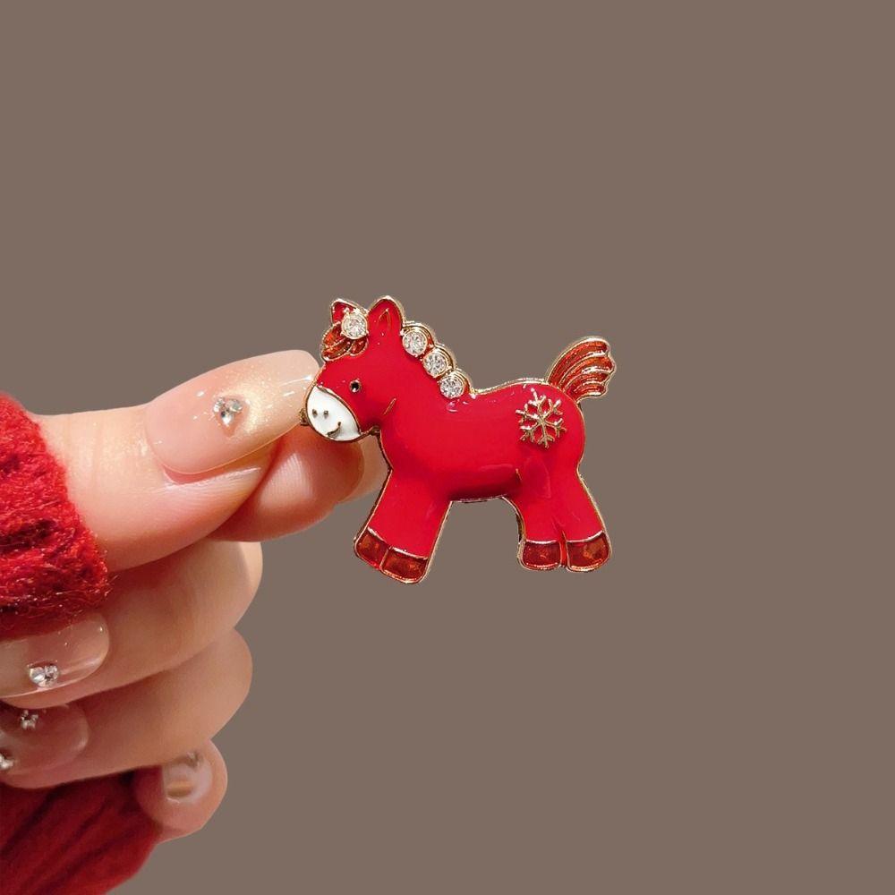 Drip Oil Brooch Zodiac Horse Brooches Zinc Zinc Alloy Animal Lapel Pins  Jewelry Accessories