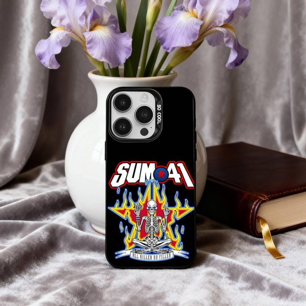 Hard-rock S-Sum 41 Band Phone Case For iPhone17,16,15,14,13,12,11 Plus,Pro Max Black Candy Silver Phone Case