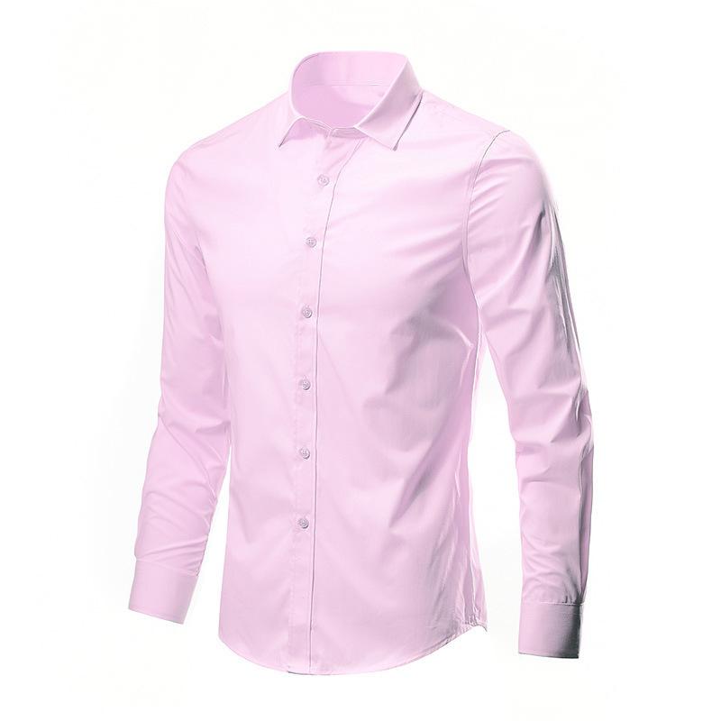 Men's Long Sleeve Shirt Slim Thin Solid Color Professional Shirt Business Casual Shirt