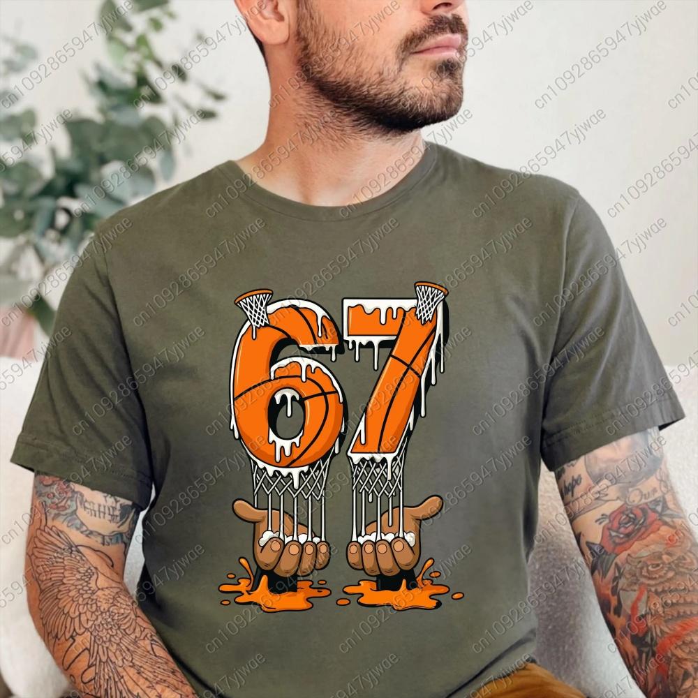 Trendy 67 Basketball Six Seven Tee Unisexs Short Sleeve Oneck Tshirt Summer New Male Casual T Shirt Unisex Clothing