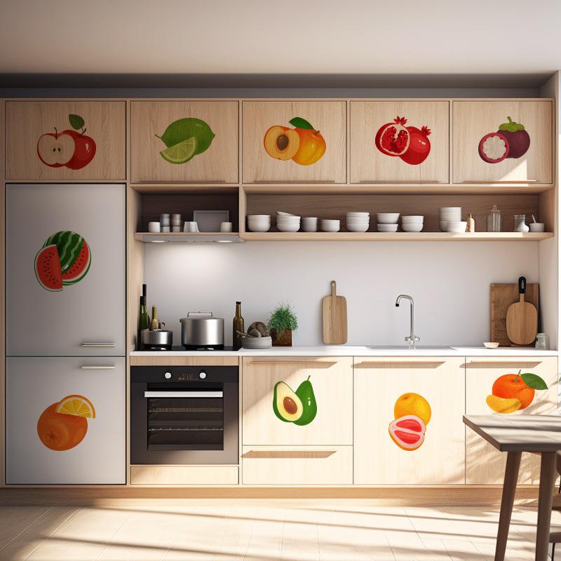 Self-Adhesive Fruit Theme Wall Decal for Kitchen Cabinet and Refrigerator Door Creative Home Decor To Cover Ugly Spots and Brighten Kitchen