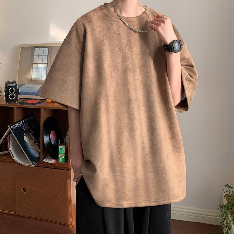 Men's Summer Pattern Round Neck Short Sleeve Casual Breathable Short Sleeve Solid Colour T-shirt