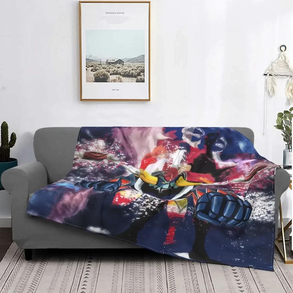 Goldrake UFO Robot Blanket Soft Flannel Fleece Warm Grendizer Mazinger Throw Blankets for Office Bedding Couch Bedspreads