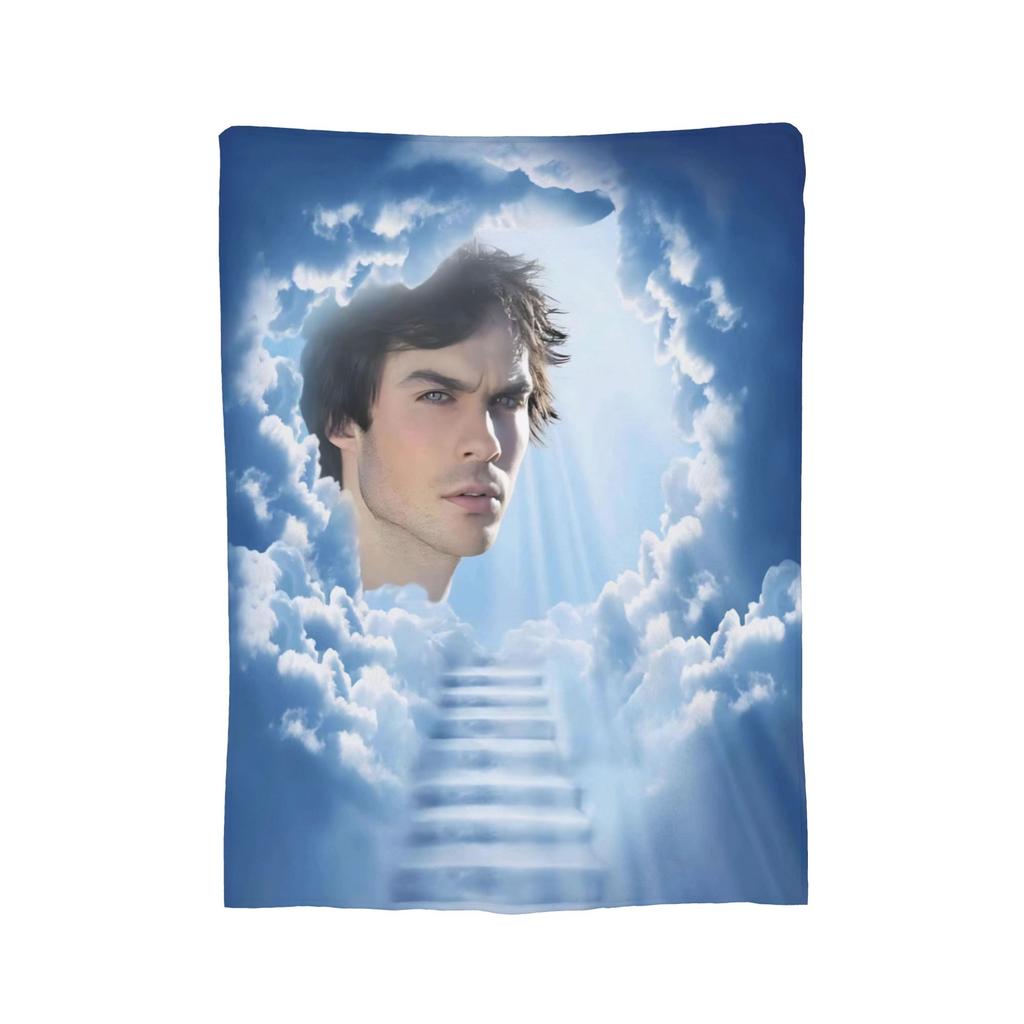 The Vampire Diaries Damon Salvatore Blanket Fleece Winter Breathable Lightweight Thin Throw Blankets for Home Bedding Throws