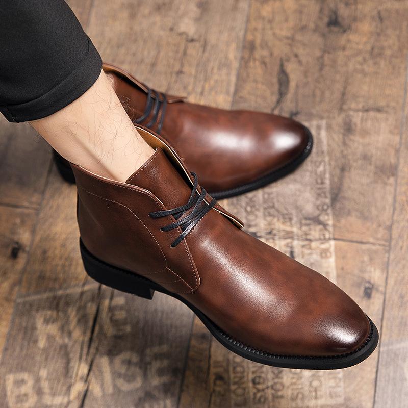 High-top leather shoes autumn and winter business British style casual Martin boots medium boots short boots fashion boots