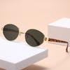 Retro Ovale Zonnebril Dames Trendy Metalen Zonnebril Heren Outdoor Mode Decoratieve Zonnescherm Brillen Uv400 Luxe Merk Design