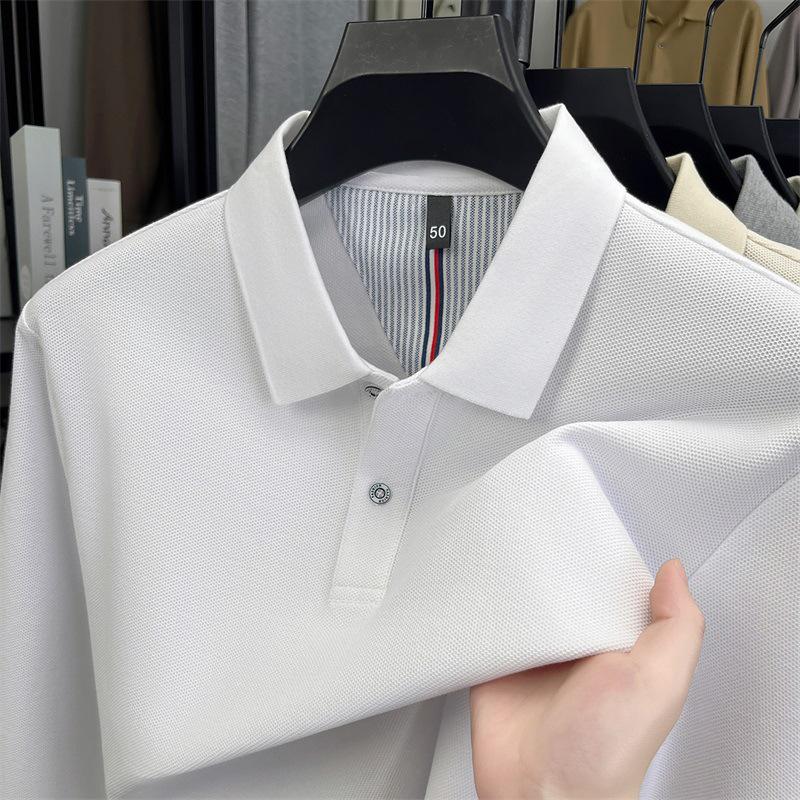 Men's Solid Color Cotton Polo Shirt - Long Sleeve Casual Top