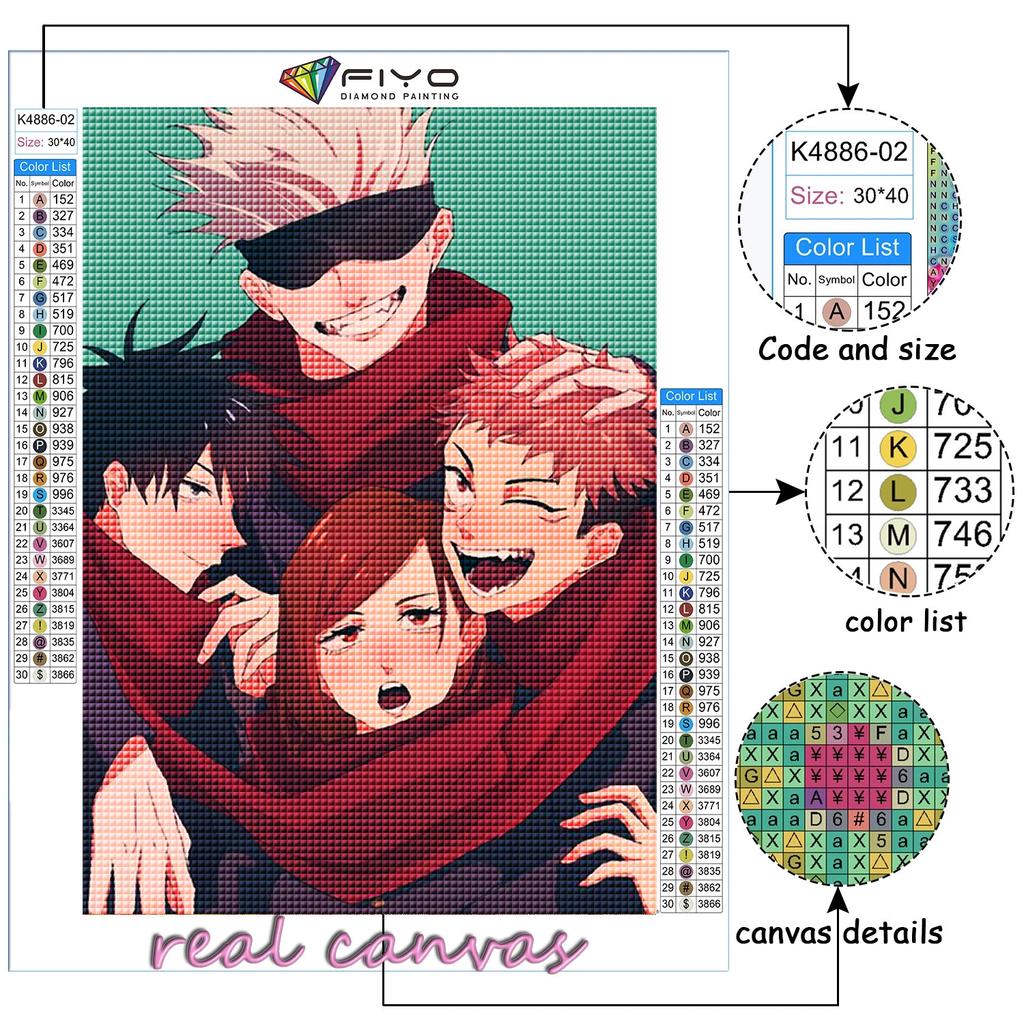 5D DIY Diamond Painting Anime Jujutsu Kaisen Cross Stitch Diamond Art Embroidery  Mosaic Home Deco