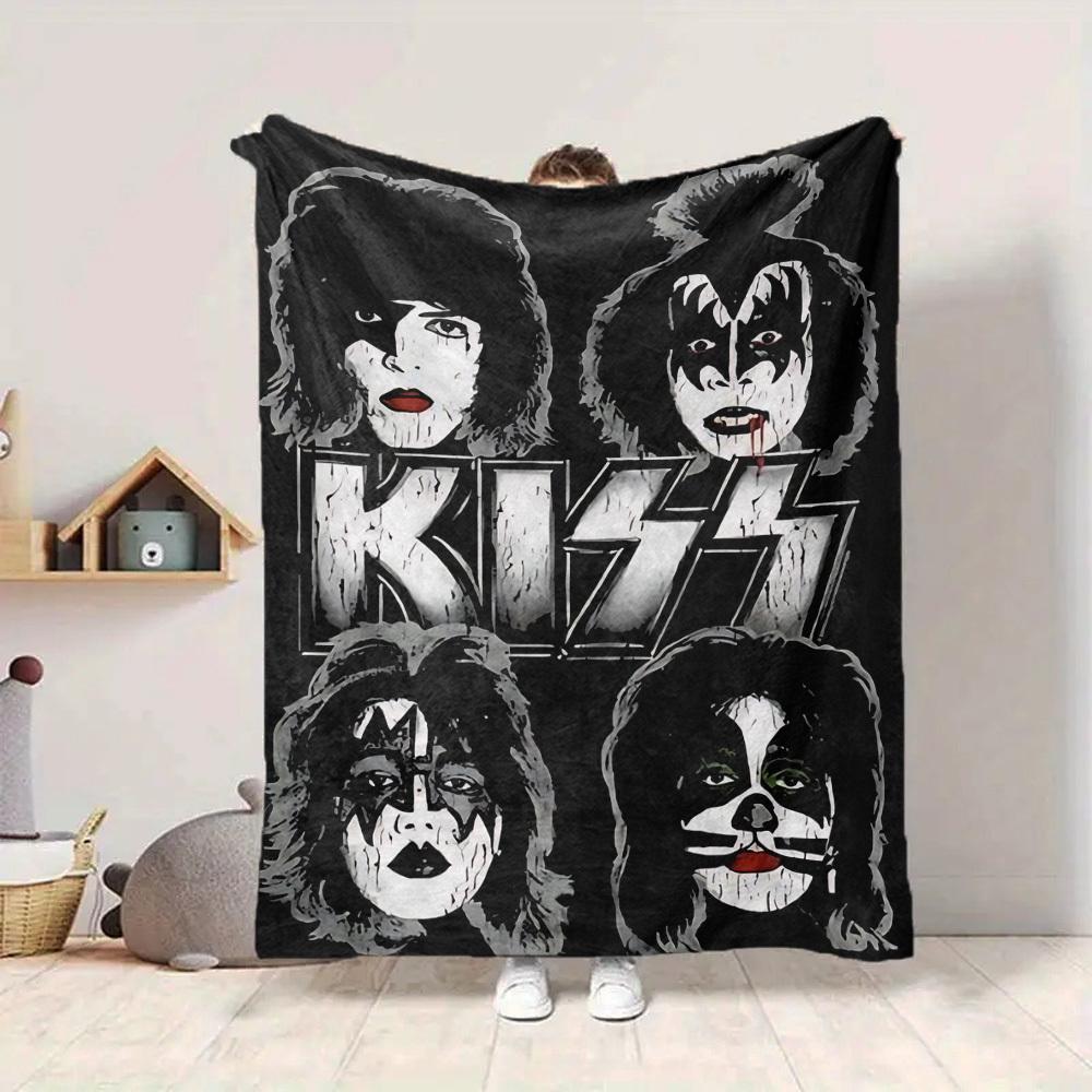 1 Stück KISS Band Flanelldecke, Weich Hautfreundlich mit Digitaldruck, Verschiedene Größen Verfügbar für Familie, Freunde, Geburtstag