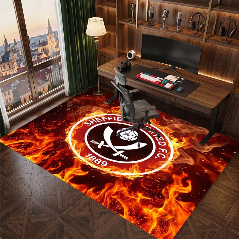 Sheffield United Football Print Crystal Velvet Rug, Comfortable Water Absorbent Non Slip Indoor Floor Carpet