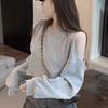 Women's Round Neck Long Sleeve Cold Shoulder Top Loose Fit Casual Tee