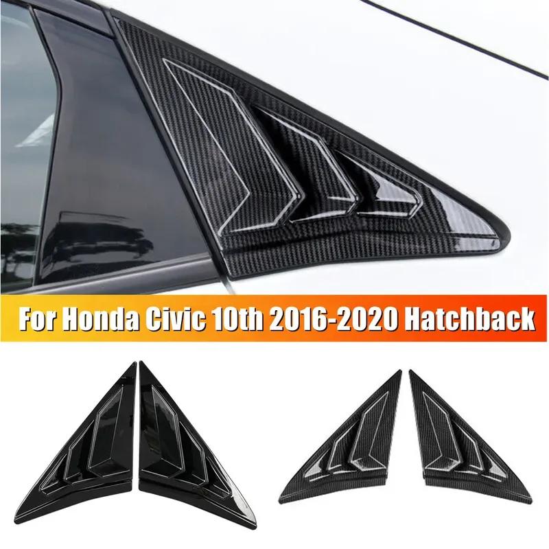 For Honda Civic 10th 2016- Hatchback ABS Plastic Rear Window Quarter Louver Cover Side Vent Trim Car Adhesive Accessories