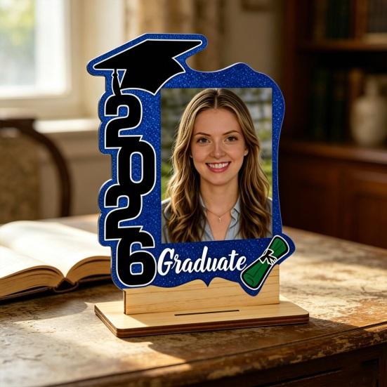 2026 Graduate Picture Frame Graduation Wooden Frame Fits 4x6 Photo for Desktop Decor Class of 2026 Graduation Gifts for High School College