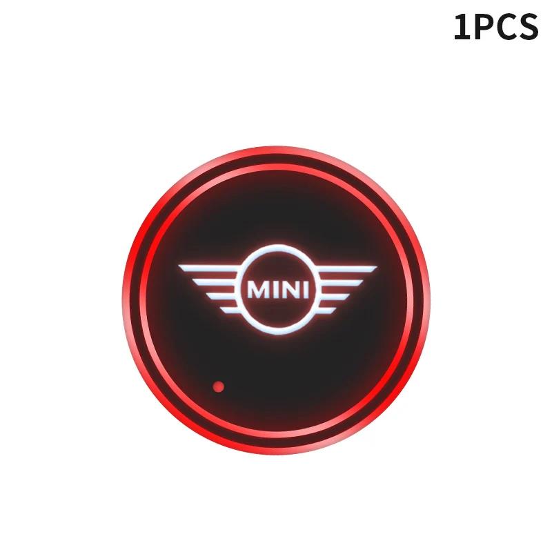 1/2Pcs Luminous Car Coaster Water Cup Holder Pad Anti-slip Mat For BMW MINI WORKS One Cooper JCW R60 R59 R58 R57 R56 R55 F55