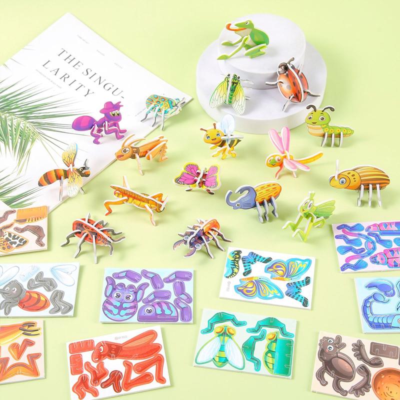 Toys Model DIY Educational 30Pcs a Set 3D Puzzles Mini Aircraft Tanks Animal Dinosaur Paper Jigsaw Puzzles for Early Toy Kids