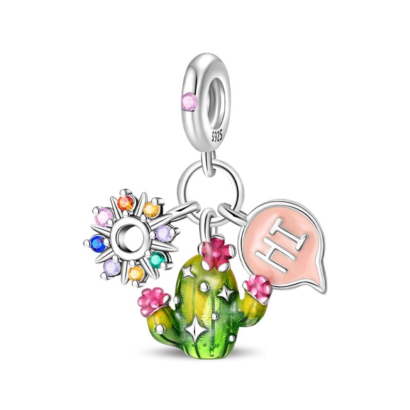 Koper Groene Cactus Alpaca Zonnebloem Ketel Hangers Kralen Charms Charm Kralen Charms Compatibel Met Authentieke Armbanden Doe-Het-Zelf Sieraden