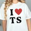 Fashion I Love TS Printed Pattern Womens Tshirt Round Neck Short Sleeve Casual Daily Womens Tshirt