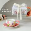 Retro Tulip Coffee Cup Saucer Set Afternoon Teacup Creative Mug Water Cup Ceramic Cup Exquisite