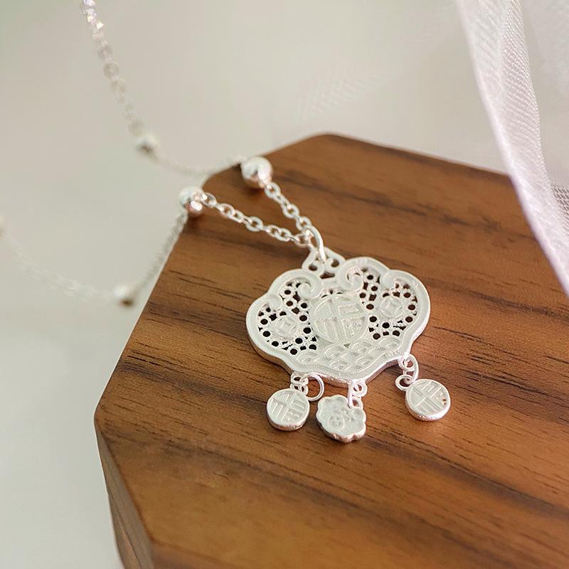 Nationale Wind en Hemelse Ambtenaren Zegen Veiligheidsslot Ketting, Nieuw Chinees Cadeau voor Vrouwen, Vriendelijk Stel
