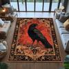 Floral Tree Raven Area Rug Black Background Art Carpet Bohemian Living Room Bedroom Decorative Floor Mat