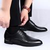 Fashionable Men's Korean Version Pointed Small Leather Shoes Classic Black Lace Up Comfortable Business Casual Leather Shoes