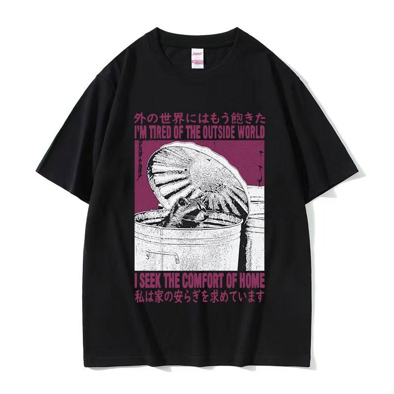 Japanese Evolve Into Crab Funny Graphic T Shirt Unisex Unisex Retro Fashion High Quality Tshirt Cotton Oversized Tshirt Streetwear